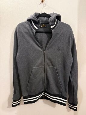 RARE Vivienne Westwood ANGLOMANIA WAR PEACE Charcoal Zip-Up Hooded Sweatshirt